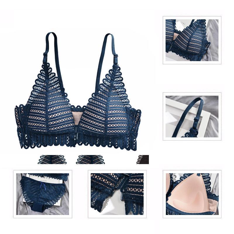 Breathable lace bra with front buckle