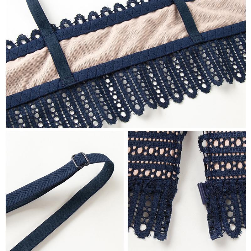 Breathable lace bra with front buckle