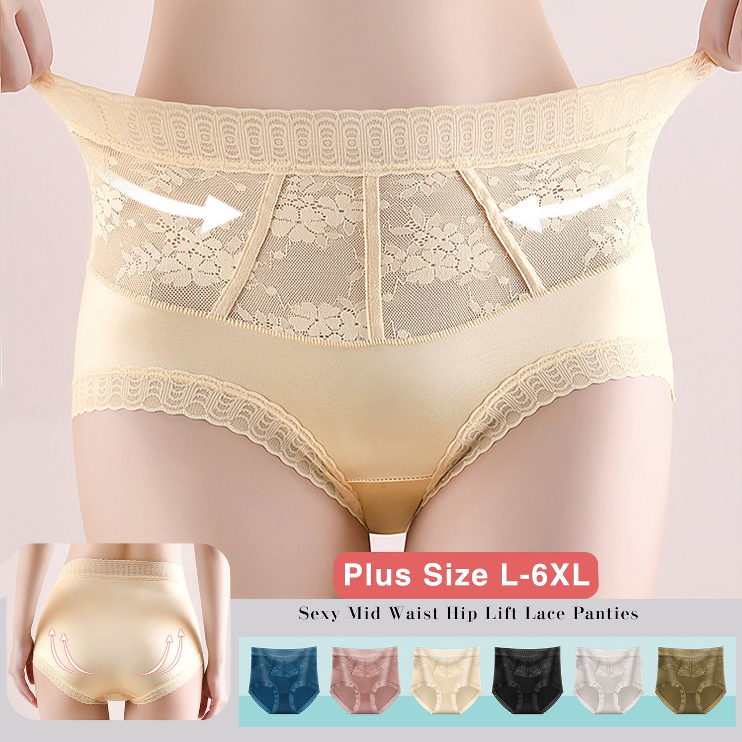 High Waist Anti-Side Leakage Lace Panties