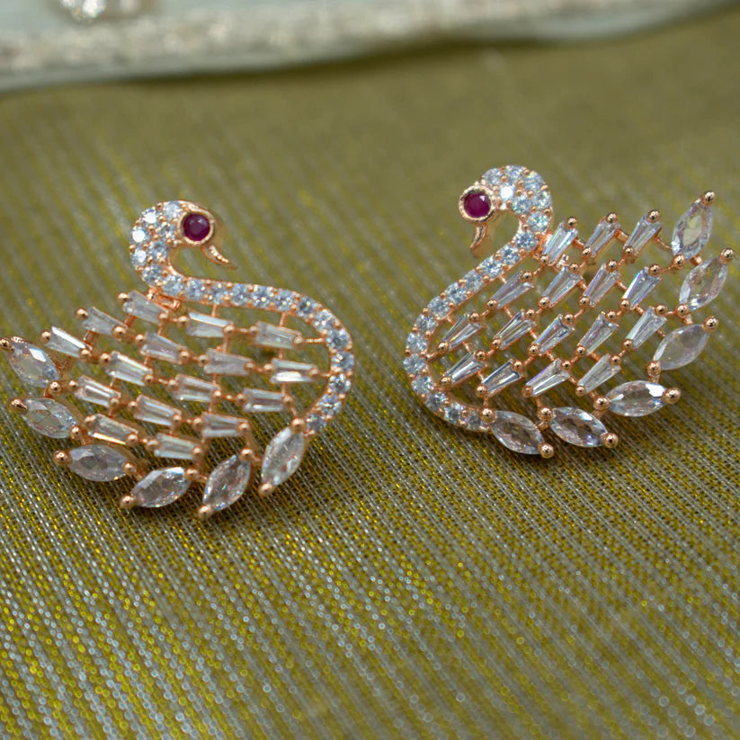Rose Gold Plated Cz stone studded Studs Earrings For Women