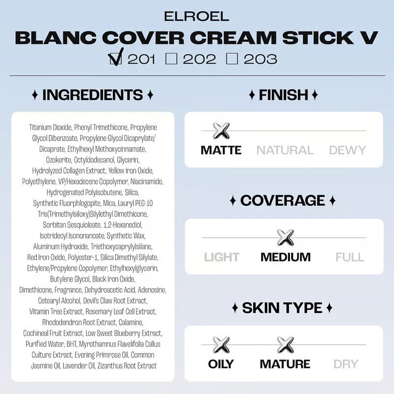 Cream Stick V White Korean Foundation Stick with Volufiline