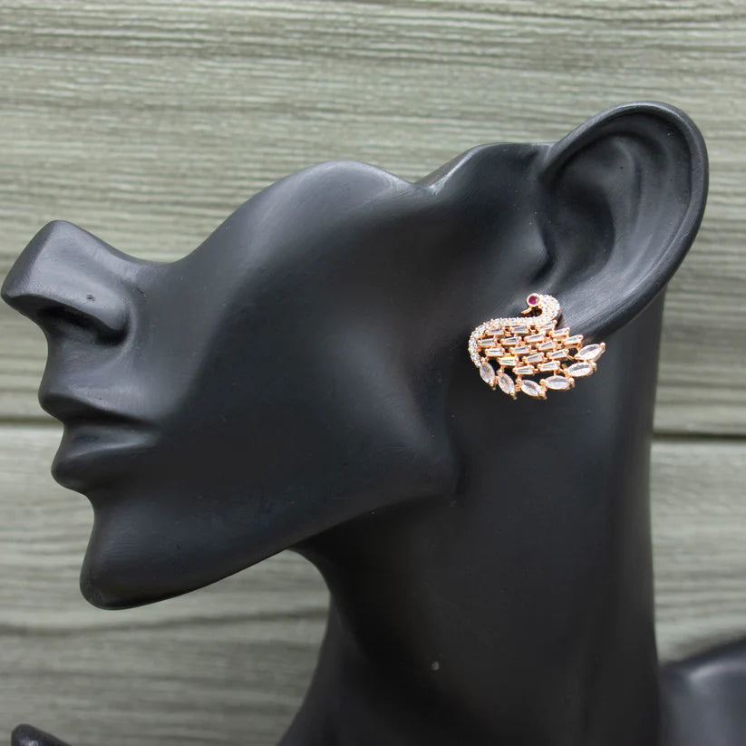 Rose Gold Plated Cz stone studded Studs Earrings For Women