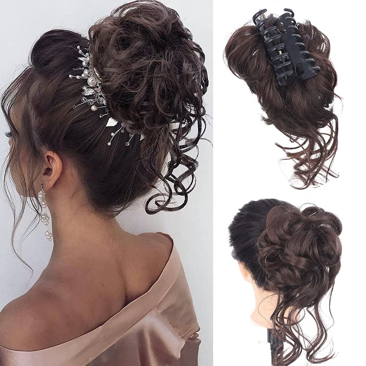 Messy Bun Hair Piece Wavy Curly Chignon Ponytail Hairpiece for Daily Wear