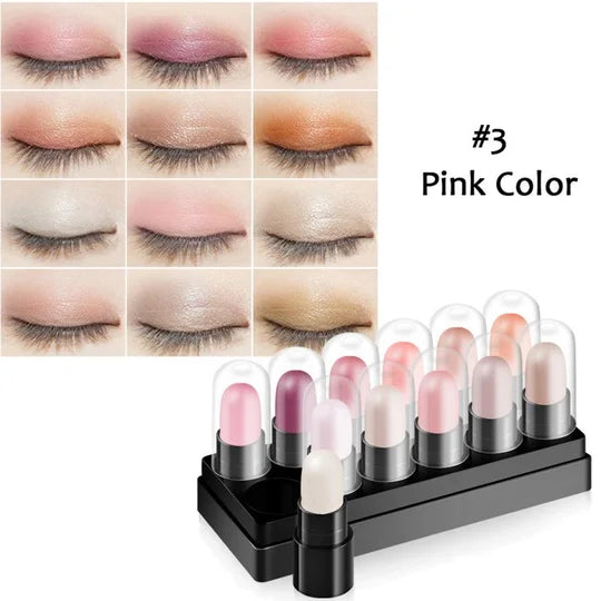 Eyeshadow Pencil Set 12 Colors Waterproof Long Lasting Glitter Shimmer Eye Shadow Pen