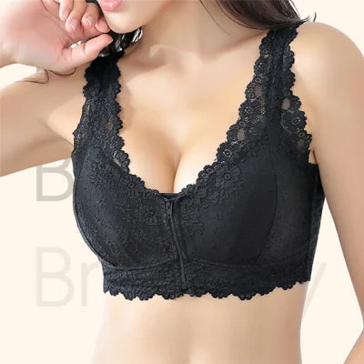 🔥Front Zipper Lace Push Up Bra