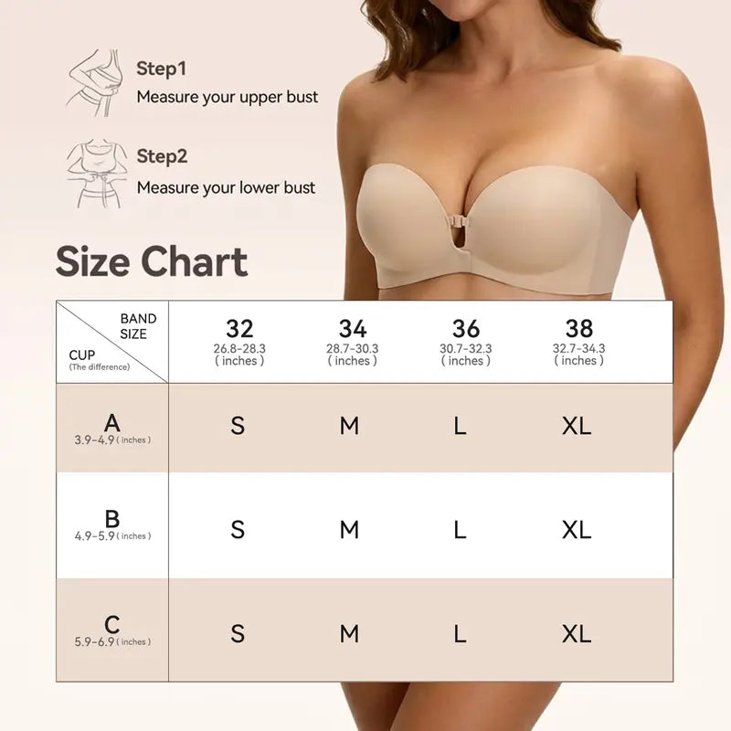 “I Finally Found a Bra That Disappears Under Everything I Wear” 💗-Strapless Front-Closure Push-Up Bra – Anti-Slip Grip