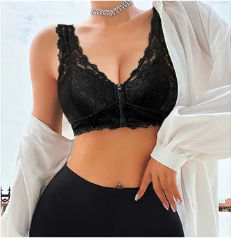 🔥Front Zipper Lace Push Up Bra