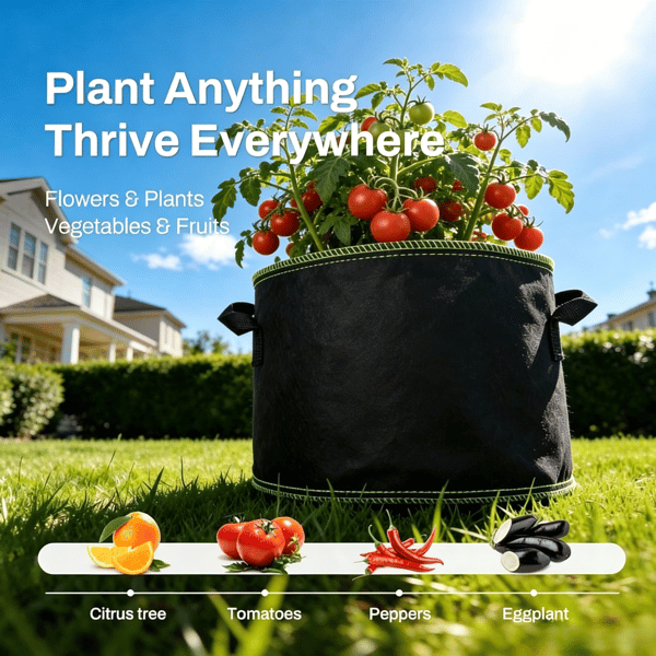 🌱5 Gallon Grow Bags – Heavy Duty Aeration Fabric Pots with Handles for Vegetables, Flowers & Fruits