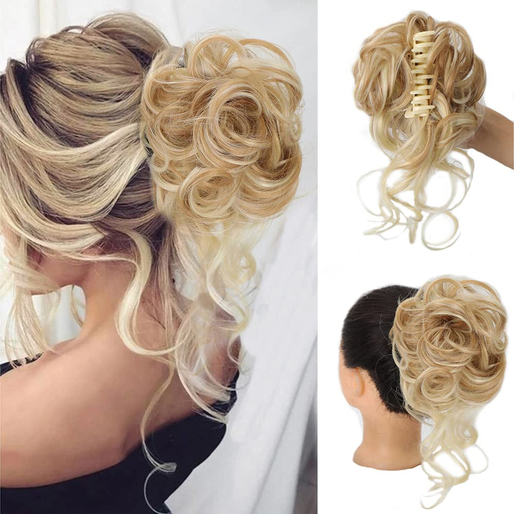 Messy Bun Hair Piece Wavy Curly Chignon Ponytail Hairpiece for Daily Wear