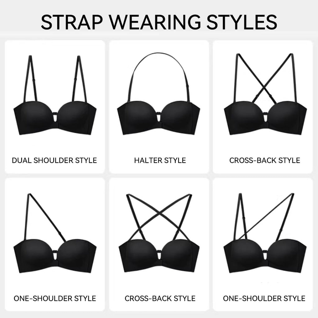 “I Finally Found a Bra That Disappears Under Everything I Wear” 💗-Strapless Front-Closure Push-Up Bra – Anti-Slip Grip