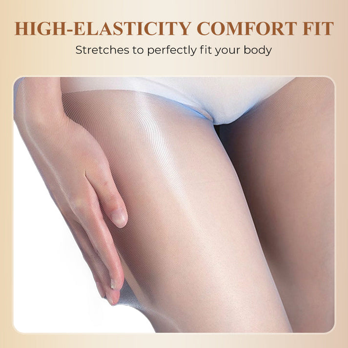 High-Waist Glossy Open-Crotch Tights(2PCS)